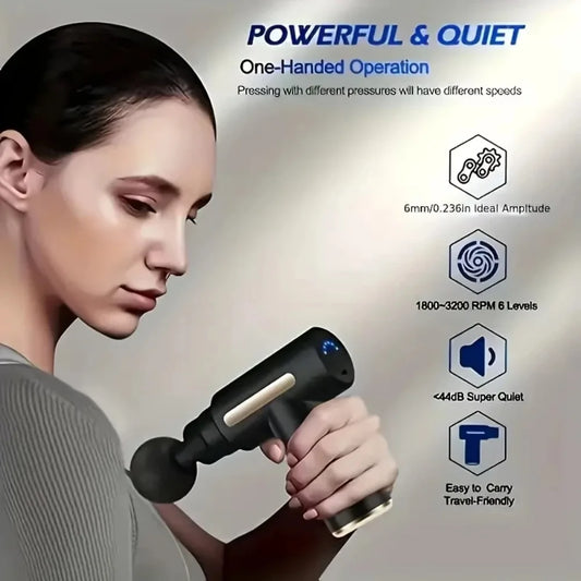 Portable Mini Massage Gun for Deep Tissue Relief - Lightweight Handheld Muscle Massager with Adjustable Speed for Body Pain Alleviation